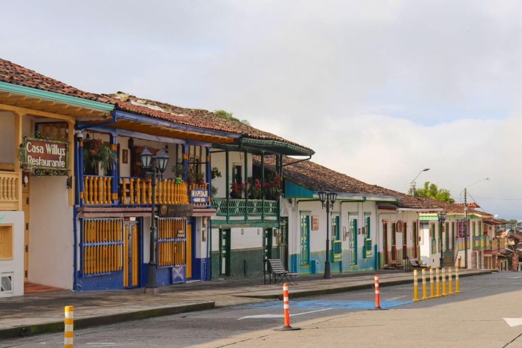 Traditional Salento houses with colorful wooden balconies and tiled roofs