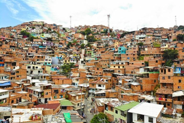 Colorful hillside houses in Comuna 13 Medellin