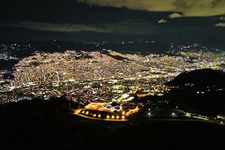 View over Medellín from La Palma Gastropub, one of the best viewpoints in Medellin by night